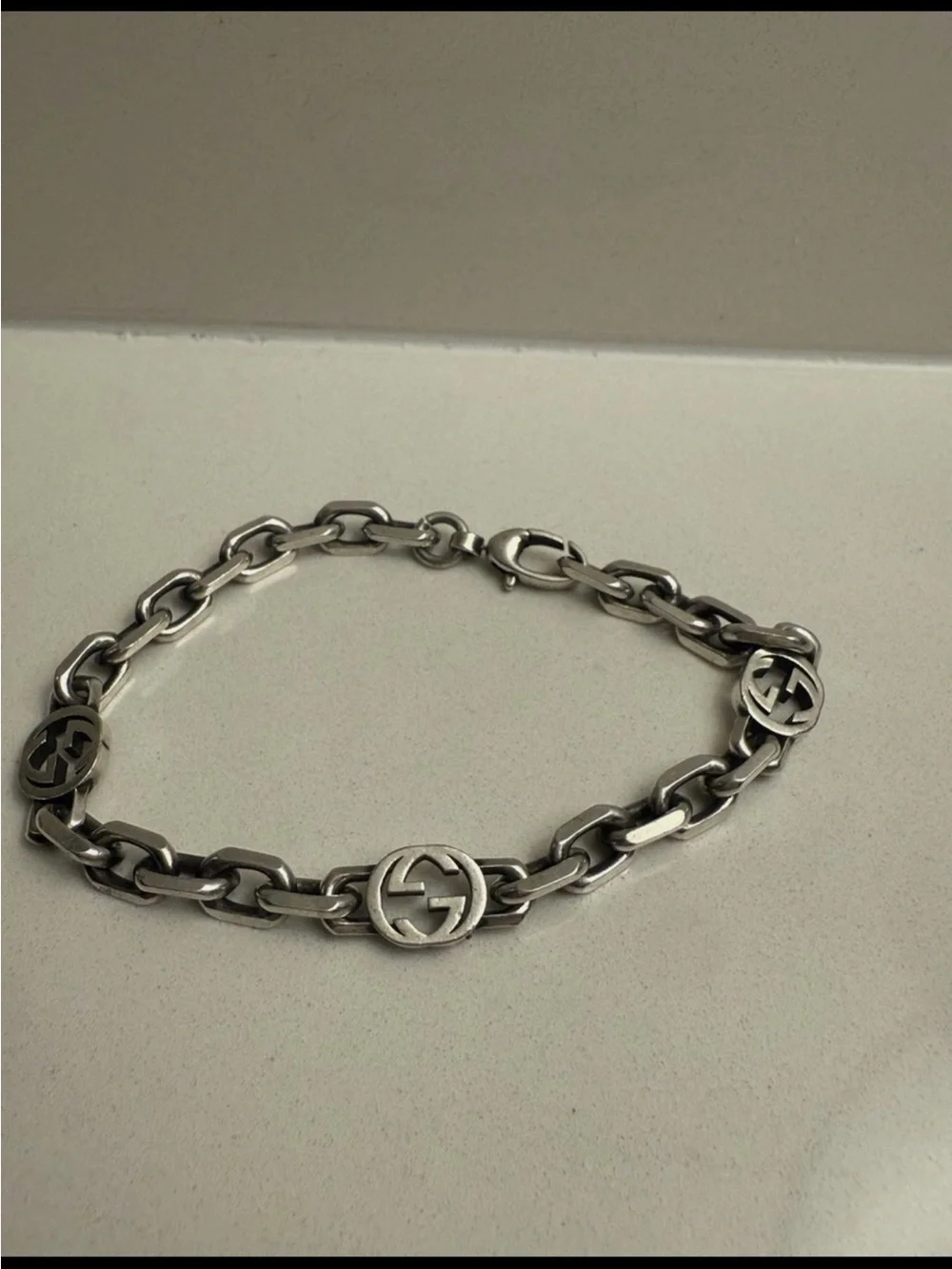 Gucci Silver Interlocking G Link Bracelet - Men's Jewelry